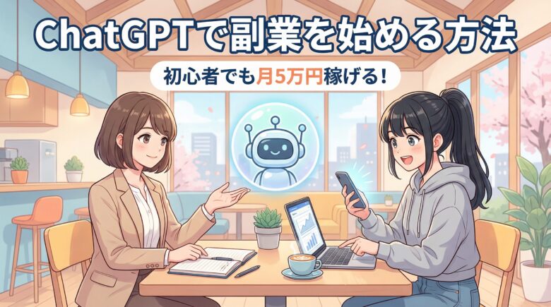 ChatGPTで副業を始める方法を解説するイラスト