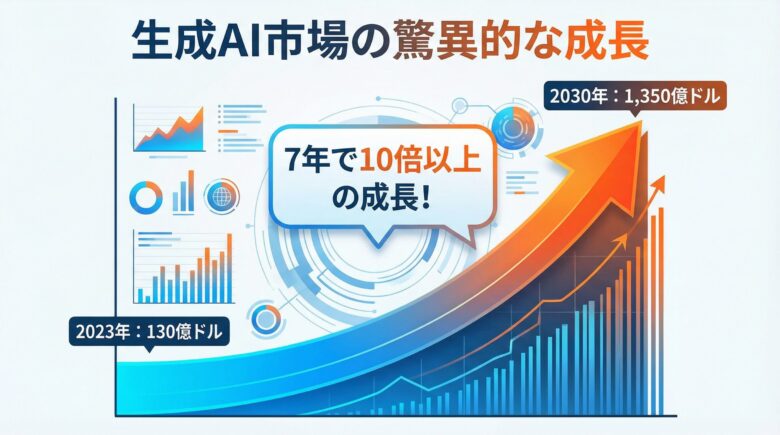 生成AI市場、市場規模の成長図解
