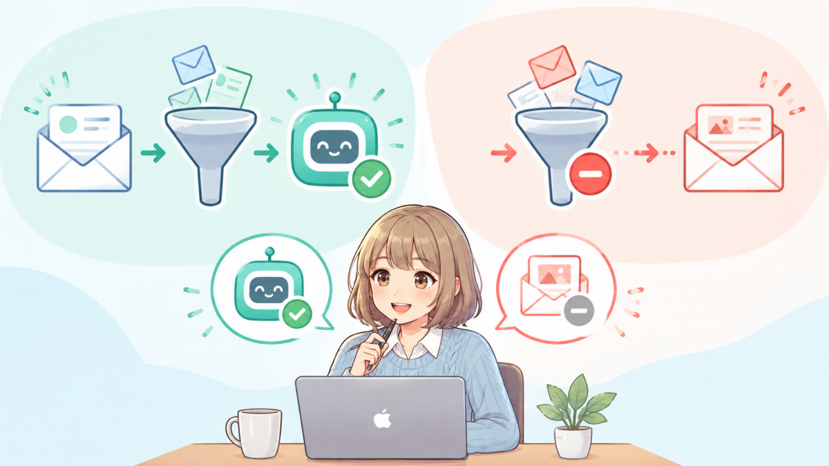 テスト実行で想定どおり動くケースと条件で止まるケースを確認するイメージ